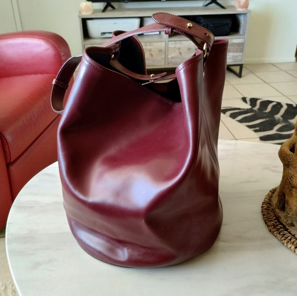 Creatures of Comfort Bucket Bag Tote Burgandy - Picture 2 of 10